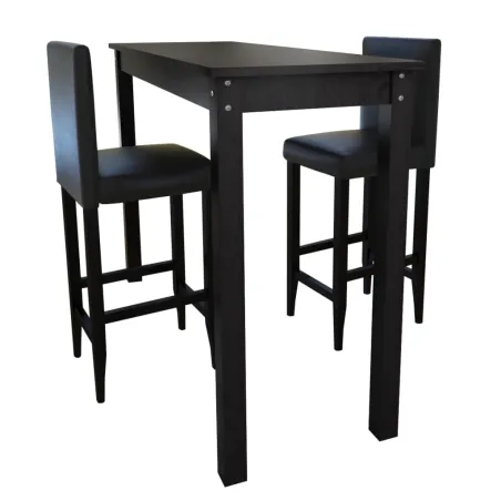 Set de 1 table de bar et 2 tabourets noir