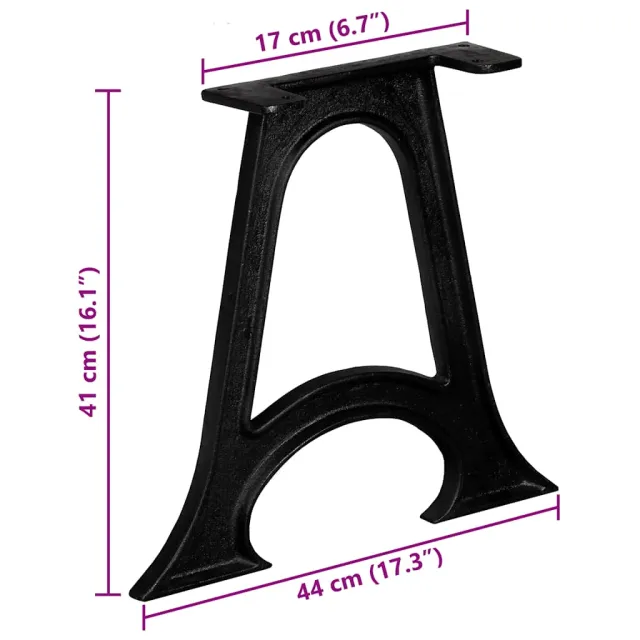 Pied de table base 2 pcs Base voûtée Cadre en A Fonte