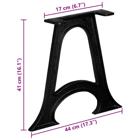 Pied de table base 2 pcs Base voûtée Cadre en A Fonte