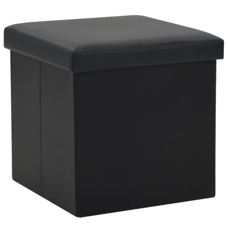 Tabouret de rangement pliable Noir Similicuir