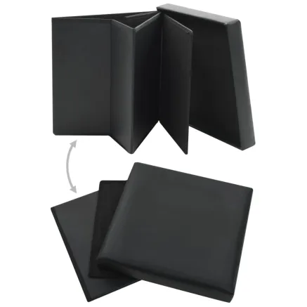 Tabouret de rangement pliable Noir Similicuir 2