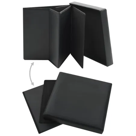 Tabouret de rangement pliable Noir Similicuir