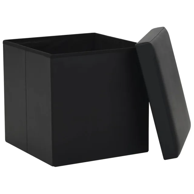 Tabouret de rangement pliable Noir Similicuir