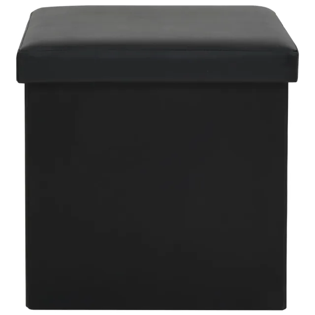 Tabouret de rangement pliable Noir Similicuir
