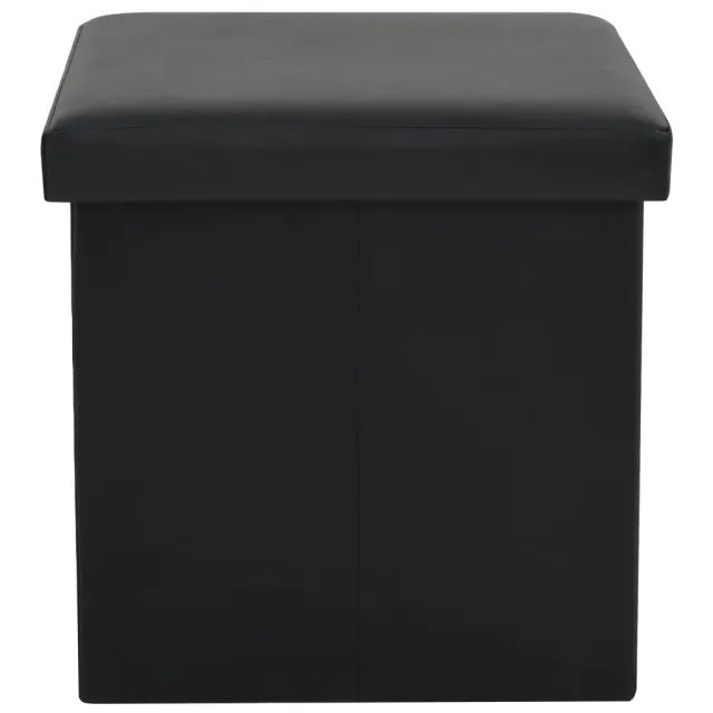 Tabouret de rangement pliable Noir Similicuir