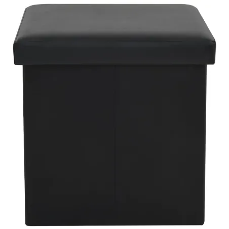 Tabouret de rangement pliable Noir Similicuir