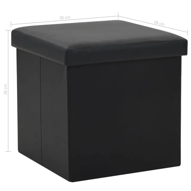 Tabouret de rangement pliable Noir Similicuir