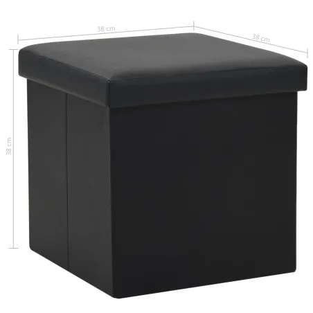 Tabouret de rangement pliable Noir Similicuir