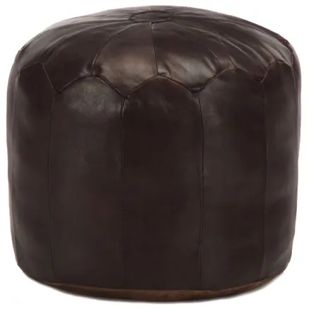 Pouf 40 x 35 cm Marron foncé Cuir véritable de chèvre