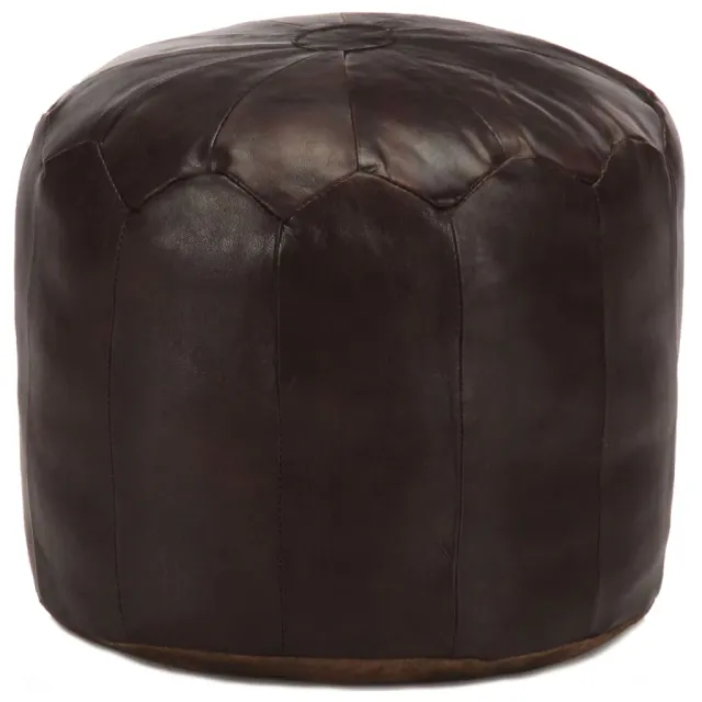 Pouf 40 x 35 cm Marron foncé Cuir véritable de chèvre