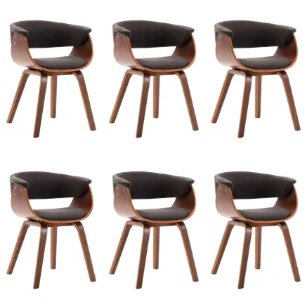 Chaises à manger lot de 6 gris bois courbé et tissu 2