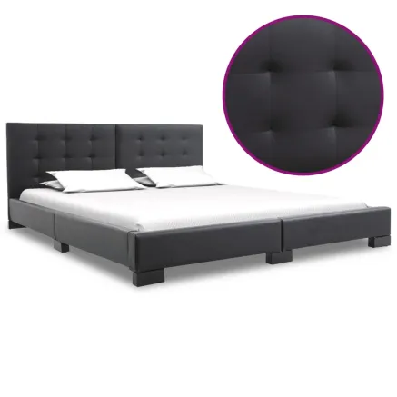Cadre de lit sans matelas en similicuir noir 200 x 160 cm