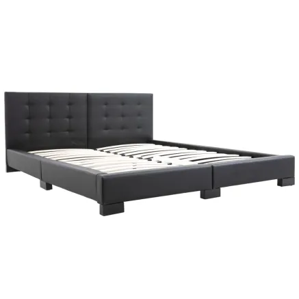 Cadre de lit sans matelas en similicuir noir 200 x 160 cm 2