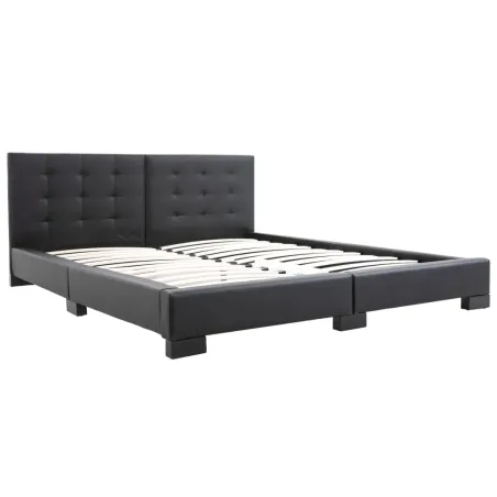 Cadre de lit sans matelas en similicuir noir 200 x 160 cm