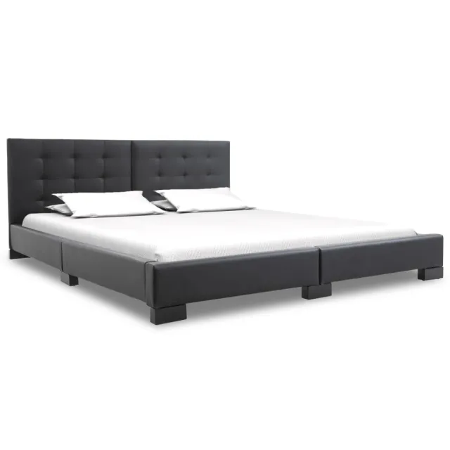 Cadre de lit sans matelas en similicuir noir 200 x 160 cm