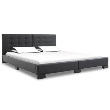 Cadre de lit sans matelas en similicuir noir 200 x 160 cm