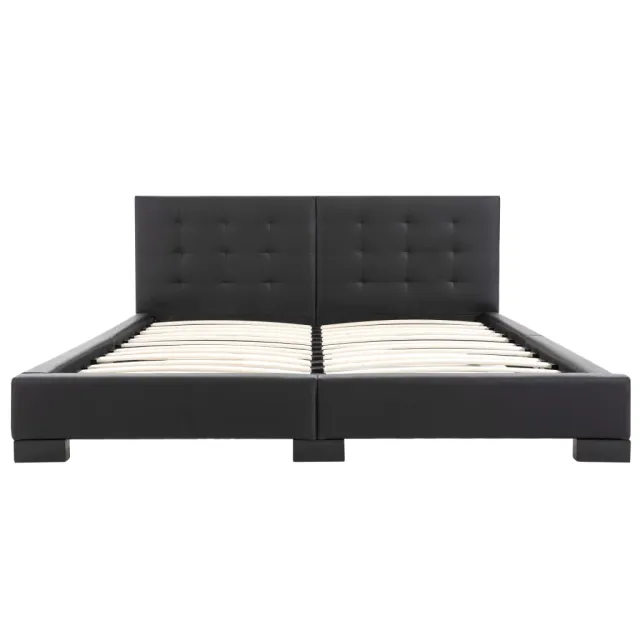 Cadre de lit sans matelas en similicuir noir 200 x 160 cm
