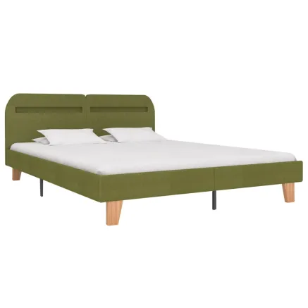 Cadre de lit avec LED sans matelas vert tissu 180x200 cm 2
