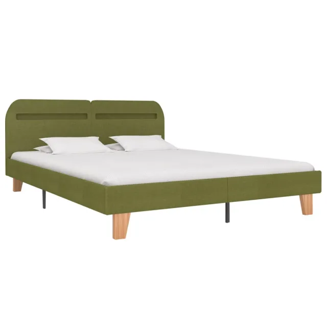 Cadre de lit avec LED sans matelas vert tissu 180x200 cm