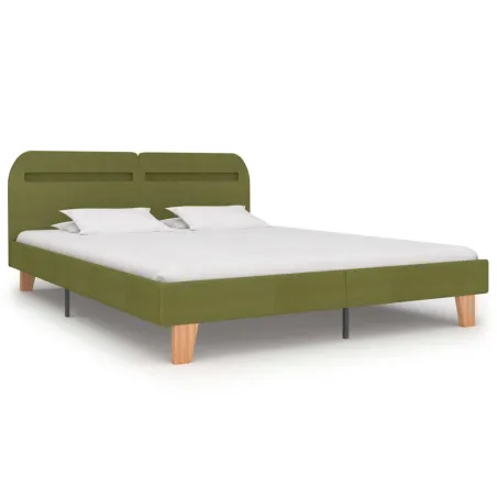 Cadre de lit avec LED sans matelas vert tissu 180x200 cm