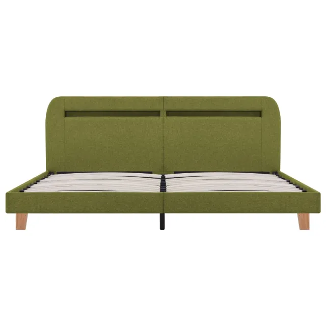 Cadre de lit avec LED sans matelas vert tissu 180x200 cm