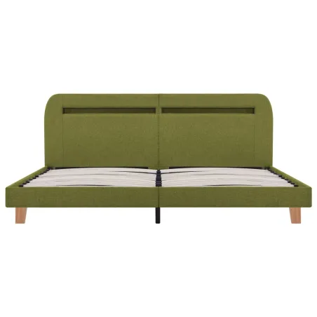 Cadre de lit avec LED sans matelas vert tissu 180x200 cm