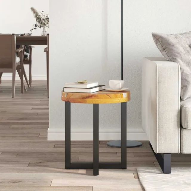 Table basse 40x45 cm Bois de teck massif et polyrésine