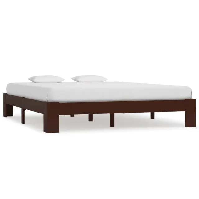 Cadre de lit sans matelas marron foncé pin massif 160x200 cm