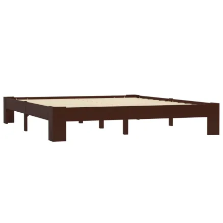 Cadre de lit sans matelas marron foncé pin massif 160x200 cm 2