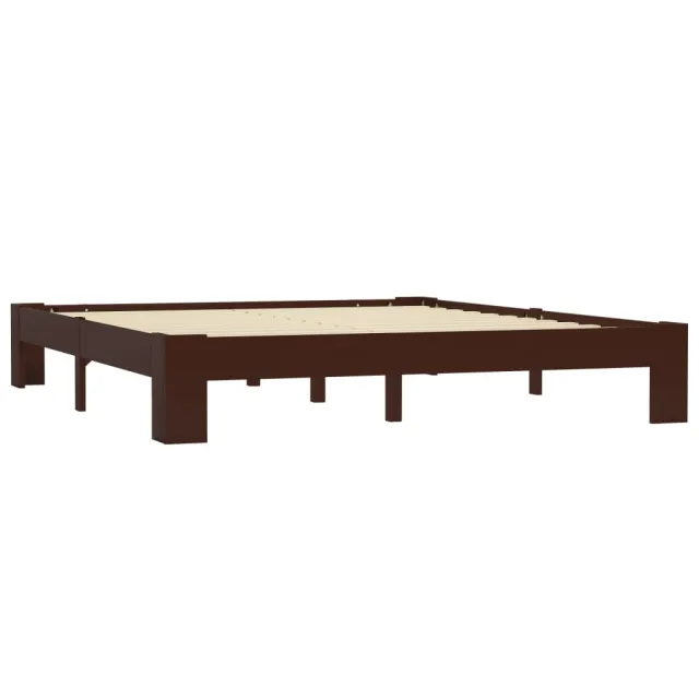 Cadre de lit sans matelas marron foncé pin massif 160x200 cm
