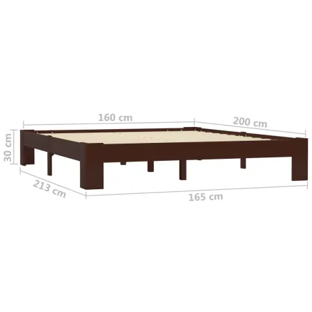 Cadre de lit sans matelas marron foncé pin massif 160x200 cm