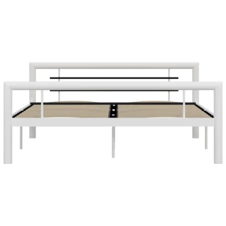 Cadre de lit sans matelas blanc et noir métal 120x200 cm