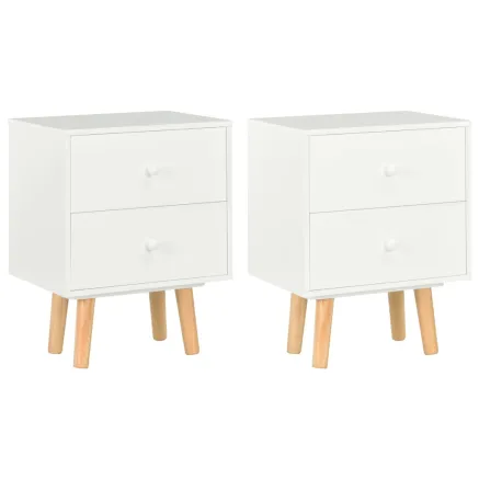 Tables de chevet 2 pcs Blanc 40 x 30 x 50 cm Pin massif