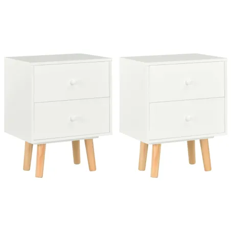 Tables de chevet 2 pcs Blanc 40 x 30 x 50 cm Pin massif