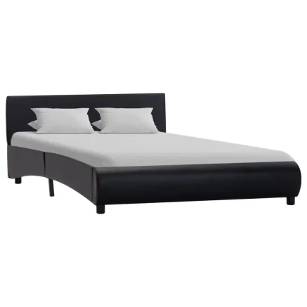 Cadre de lit sans matelas noir similicuir 140x200 cm