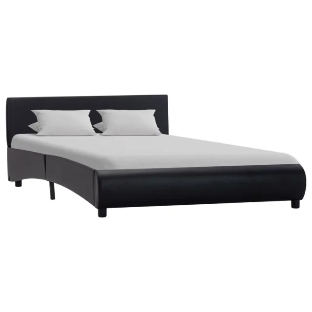 Cadre de lit sans matelas noir similicuir 140x200 cm
