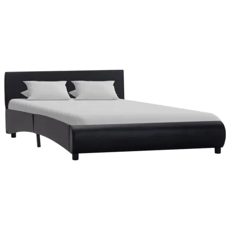 Cadre de lit sans matelas noir similicuir 140x200 cm