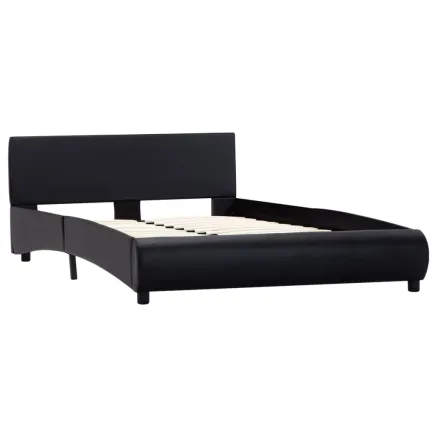 Cadre de lit sans matelas noir similicuir 140x200 cm 2