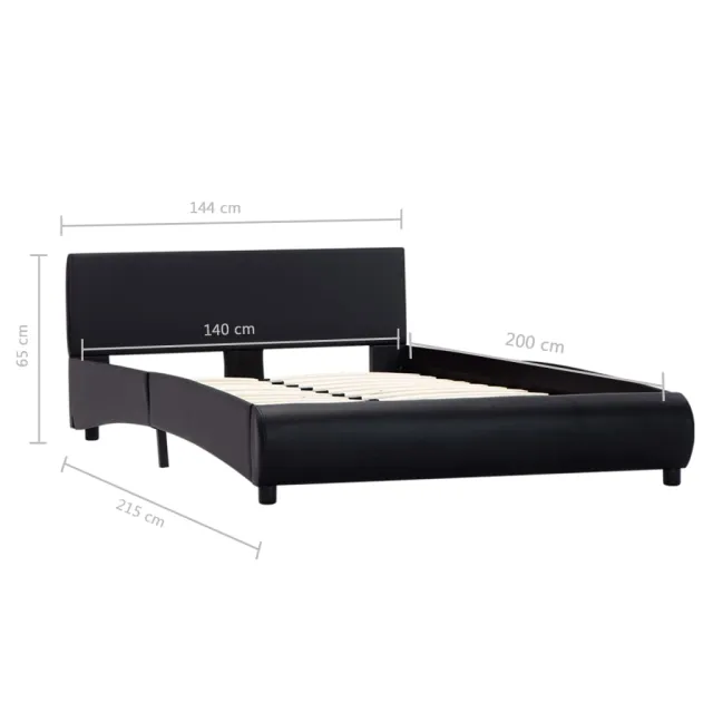 Cadre de lit sans matelas noir similicuir 140x200 cm