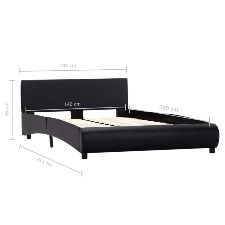 Cadre de lit sans matelas noir similicuir 140x200 cm