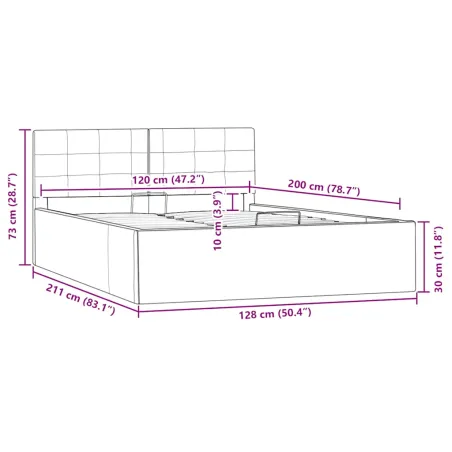 Cadre de lit à rangement hydraulique sans matelas 120x200 cm
