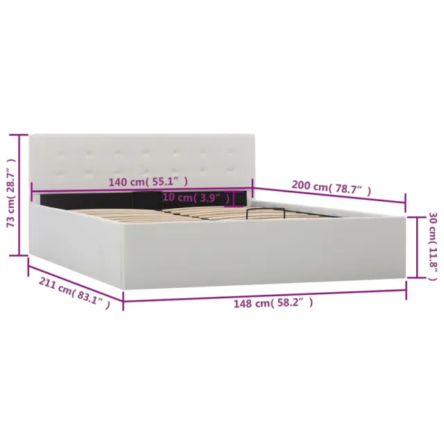 Cadre de lit avec rangement hydraulique 140x200 cm similicuir