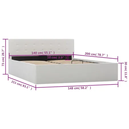 Cadre de lit avec rangement hydraulique 140x200 cm similicuir