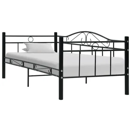 Cadre de lit de repos sans matelas Noir Métal 90x200cm