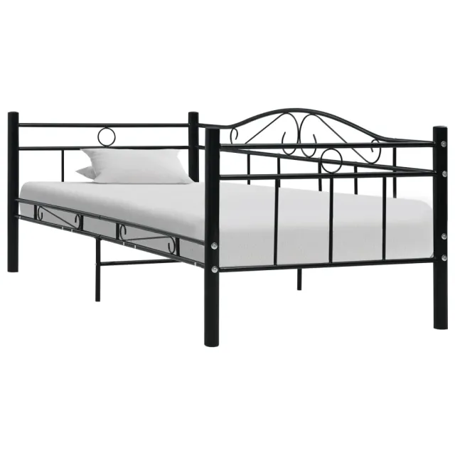 Cadre de lit de repos sans matelas Noir Métal 90x200cm