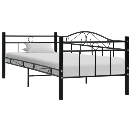 Cadre de lit de repos sans matelas Noir Métal 90x200cm
