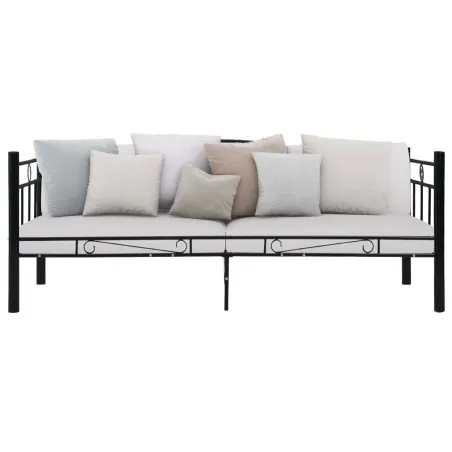 Cadre de lit de repos sans matelas Noir Métal 90x200cm