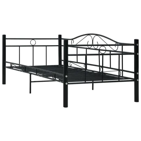 Cadre de lit de repos sans matelas Noir Métal 90x200cm