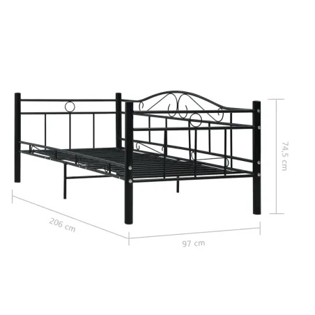 Cadre de lit de repos sans matelas Noir Métal 90x200cm