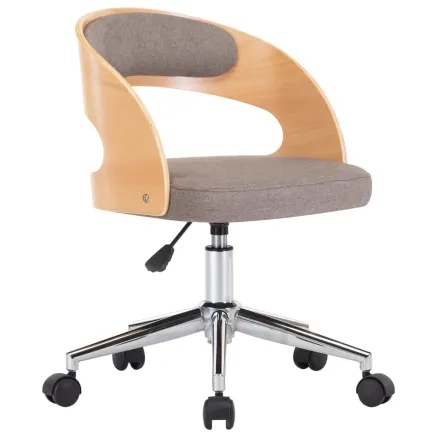 Chaise pivotante de bureau Taupe Bois courbé et tissu 2